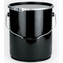 5 Gallon Open Head Steel Pails, Red Phenolic Lined -Lever Lock Ring- Black Outer