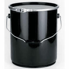 5 Gallon Open Head Steel Pails, Red Phenolic Lined -Lever Lock Ring- Black Outer  