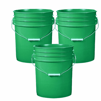 5 Gallon Plastic Bucket Green 3 Pack