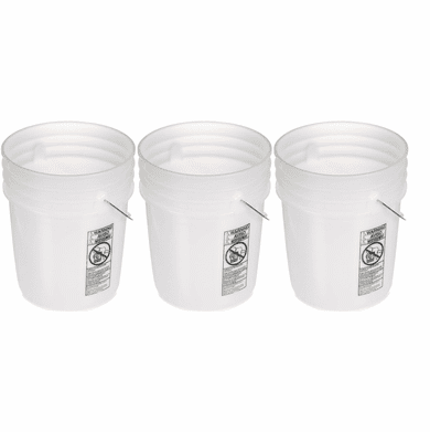 5 Gallon Plastic Bucket Natural-3 Pack