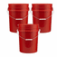 Red 5 Gallon Heavy Duty Plastic Buckets<br>3-Pack | 90 Mil Food Grade HDPE