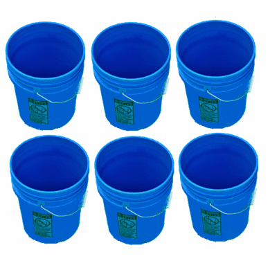 5 Gallon Plastic Buckets Blue | Six Pack 
