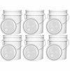 5 Gallon Plastic & Easy Pour-Spout Lids White Combo 6 Pack <Font color="red">Free Shipping</font>