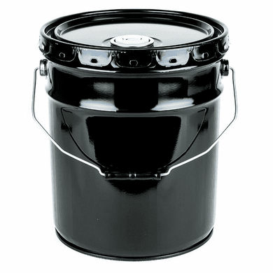 5 Gallon Steel Pail, Open Head, Lug, Flexspout Opening, 28 Gauge - Black