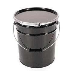 5 Gallon Steel Pail Plain Top with Lever Lock, Rust Inhibitor Inner Lining, Black Outter 