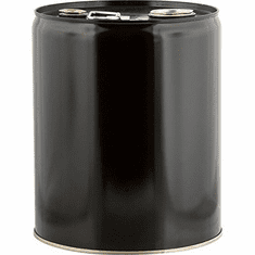  5 Gallon Tight Head Steel Black Pail, with Rust Inhibitor Unlined W/ Trisure Fitting-2" Npt & 3/4" Npt