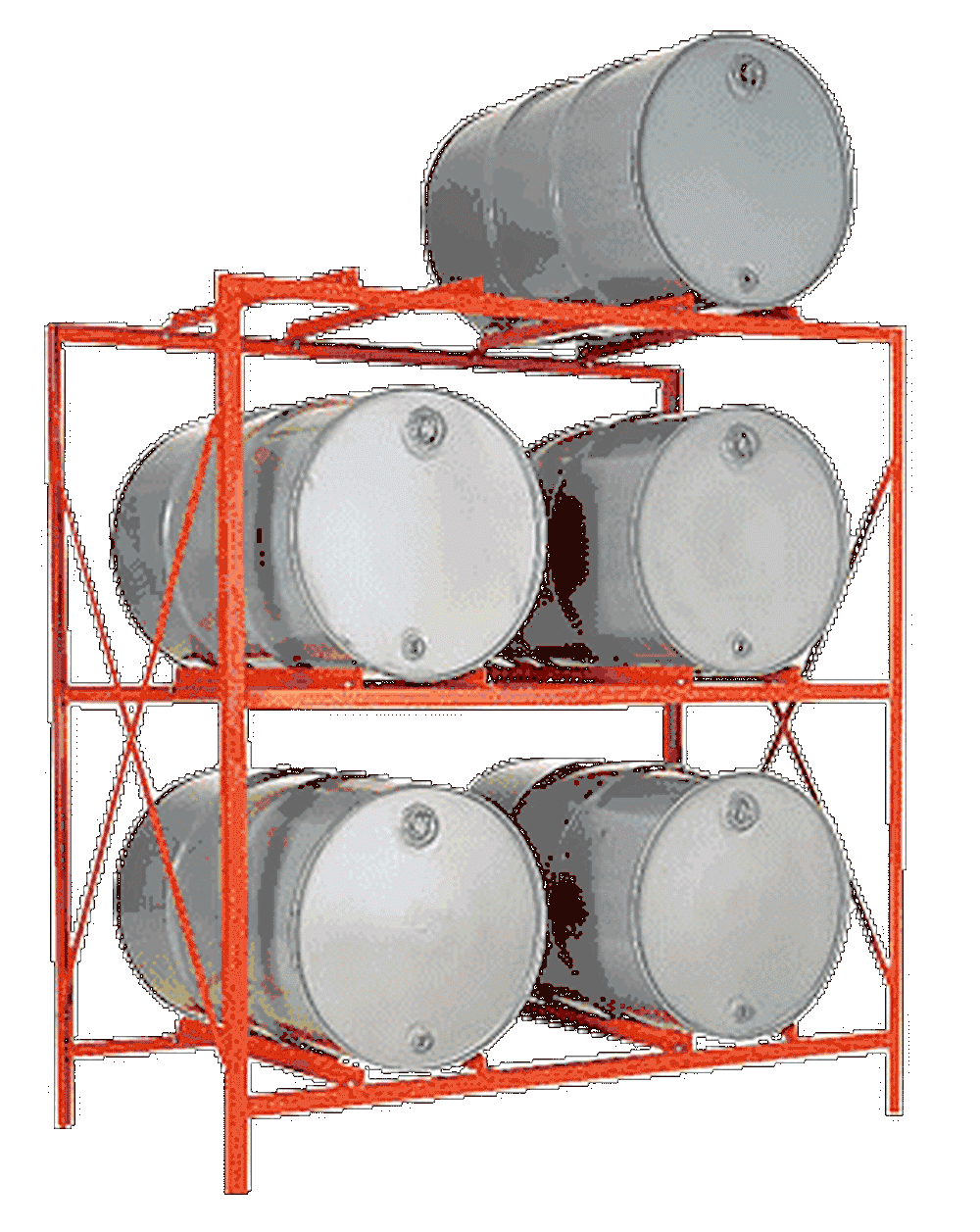 6Drum, 3 Shelves Economical Drum Storage Racks