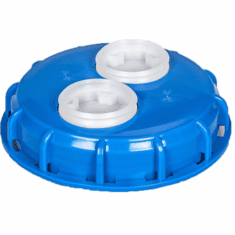 6 Inch IBC Cap with Double 2" Bung Caps For Ibc Tanks Hdpe  Molded Blue, 6 Inch Screw Cap