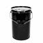 7 Gallon Open Top, 24 Gauge Steel Pails & Cans, Black, Plain Top with Lever Lock Ring <br>
