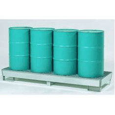 All-Steel Spill Containment Pallets Standard, 4-drum, inline 2400 LB Capacity