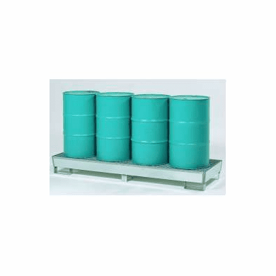 All-Steel Spill Containment Pallets Standard, 4-drum, inline 2400 LB Capacity