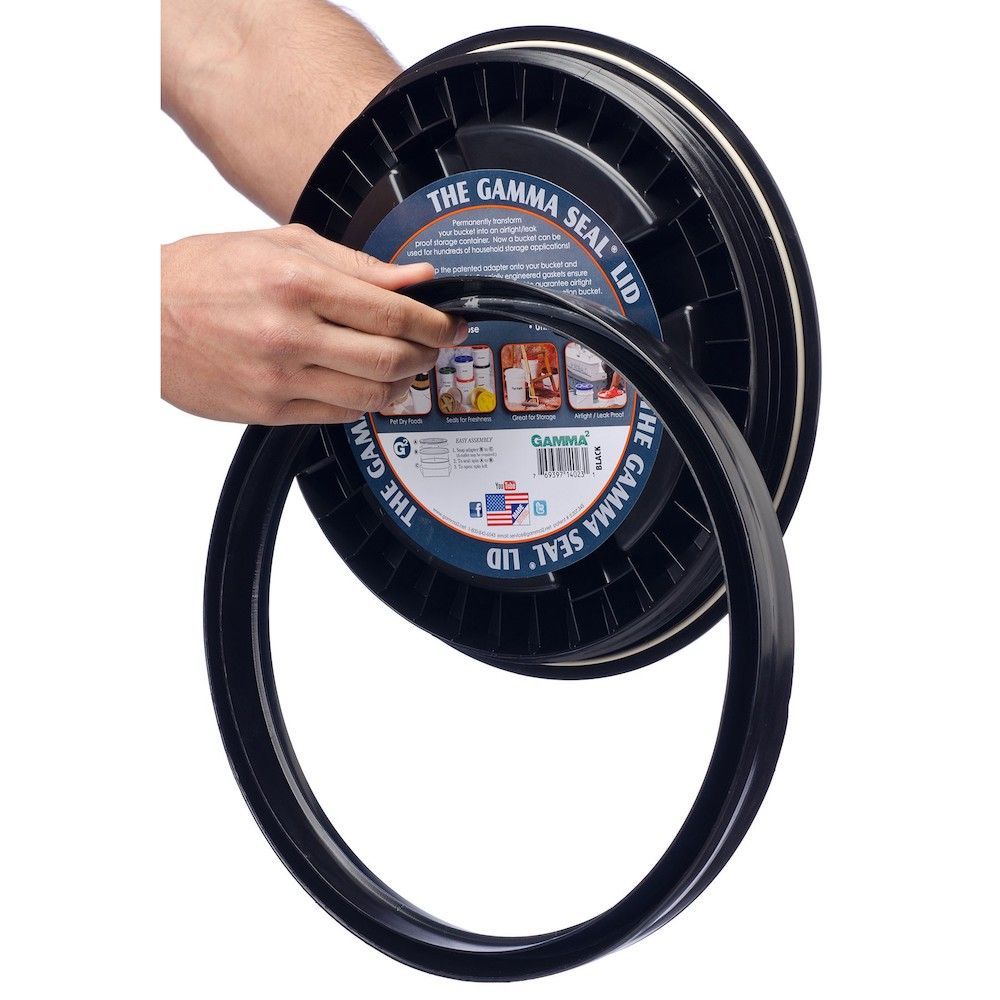 Black 5 Gal Gallon Plastic Buckets and Gamma Seal Lids Food Grade Combo