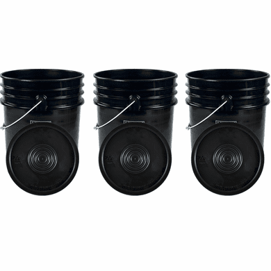Black 5 Gallon Buckets and Flat Lids Food Grade Combo 3 Pack <Font color="red"> Special Combo Free Shipping</font>