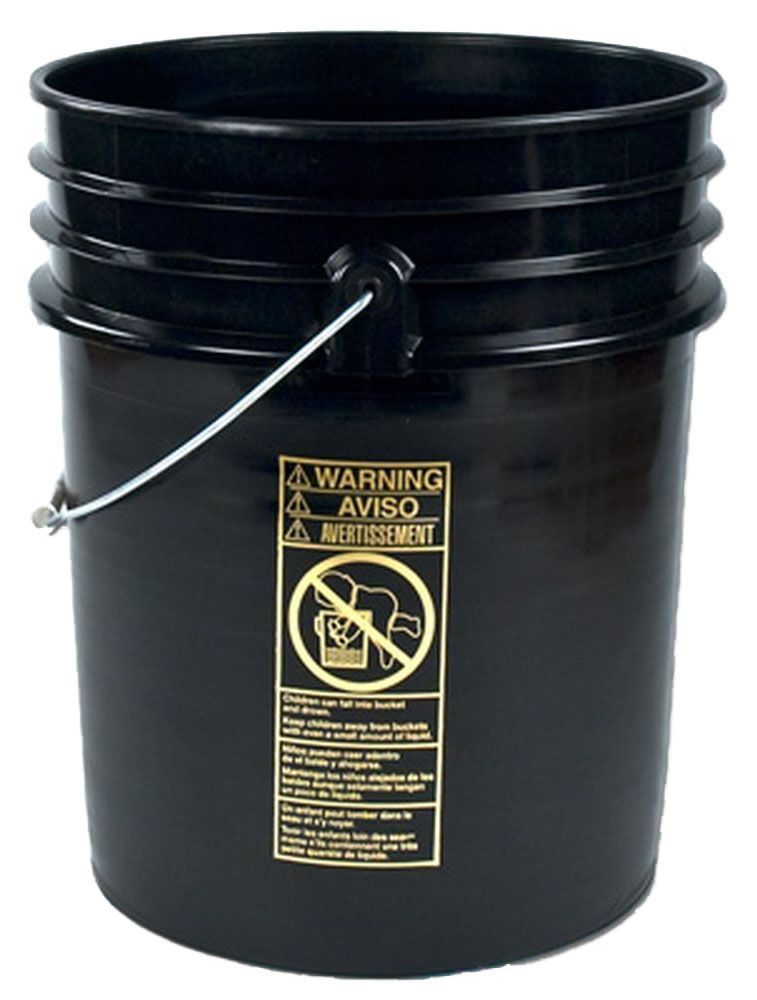 Black 5 Gallon Buckets and Flat Lids Food Grade Combo 6 Pack Special