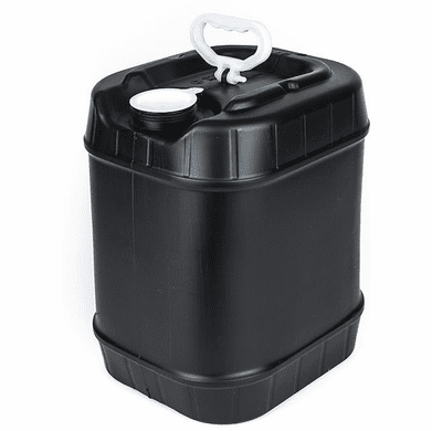 Black 5 Gallon Rectangular Plastic Pail, Closed Head, 70 mm Cap Included
