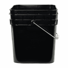 Black Plastic Square Bucket With Flat Lid - 3.3 Gallon - Food Grade - 70 Mil