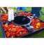 Durable Plastic Crawfish Table - Fits 55-Gallon Barrel with Trash Hole & Beverage Holders