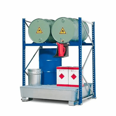 Drum Rack with Spill Containment Sump - 2 Drum Horizontal - 4 Drum Vertical - 2 Levels