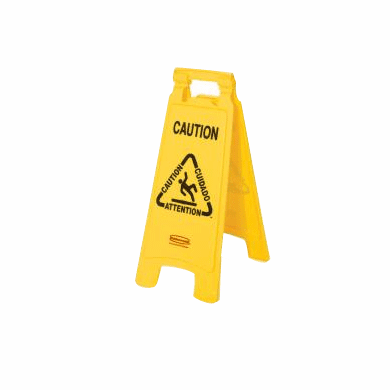 Floor Safety Sign with Multi-Lingual "Caution" Imprint, 2-sided 26 x 11 x 12