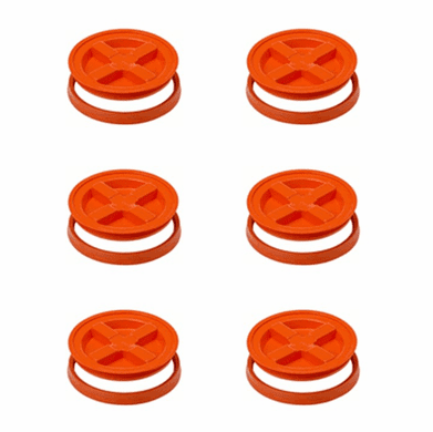 Gamma Seal Lids 5 Gallon Orange - 6 Pack <br><font color="green"> FREE SHIPPING</font color>