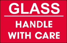 Glass, Handle With Care 4 x 3 500 Pack