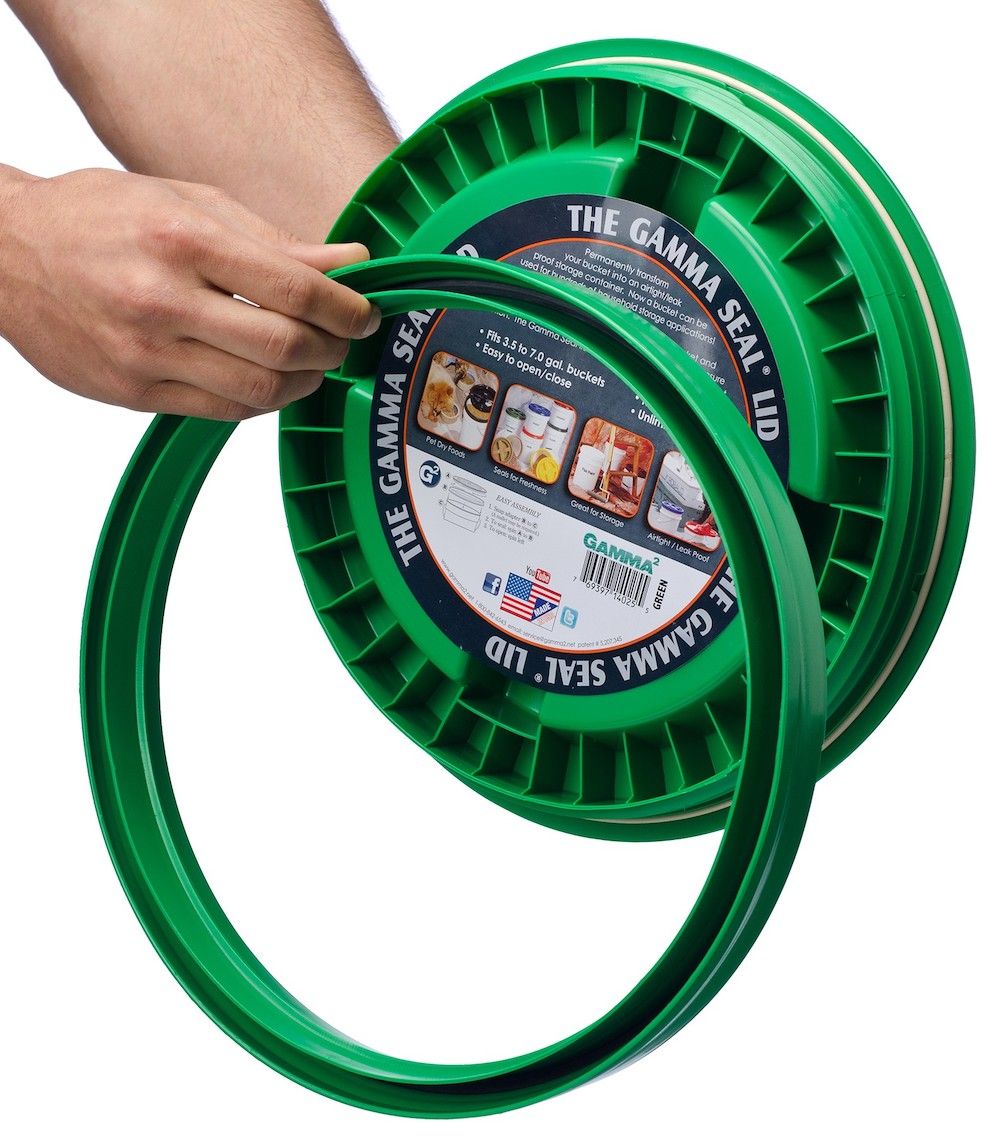 Green 5 Gal Gallon Plastic Buckets and Gamma Seal Lids Food Grade Combo