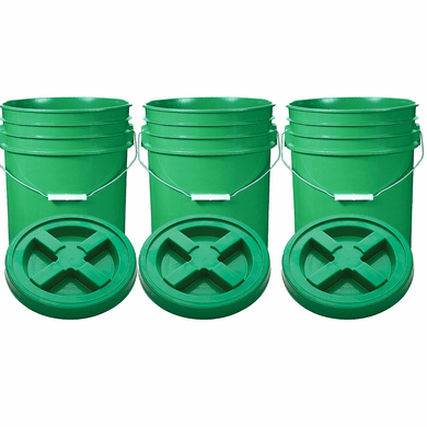 Green 5 Gal Gallon Plastic Buckets and Gamma Seal Lids  Food Grade Combo 3 Pack <Font color="red"> Special Combo Free Shipping</font>