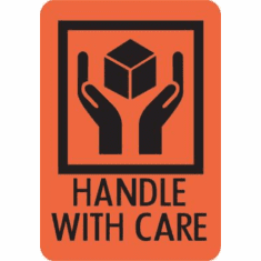 Handle with Care Caution Label  2 x 3