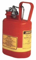 Justrite Safety Cans, Poly 1 gallon, Plated Fittings