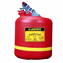 Justrite Type I Polyethylene Safety Can 5 gallon  Red, Plated steel Fittings | for storing and carrying flammable liquids <br><font color="#008000" >Free Shipping</font>