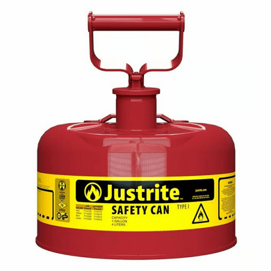 Justrite Type I Premium Coated Steel Safety Can  1 gallon  Red | for storing and carrying flammable liquids <br><font color="#008000" >Free Shipping</font>