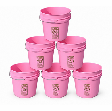 5-Gallon Light Pink Plastic Buckets, Food-Grade, 3-Pack