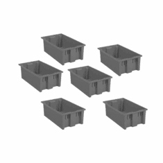 Nest & Stack Containers 0.050 Cu Ft 6 Pack Gray