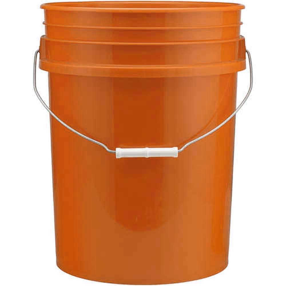 Orange 5 Gallon Plastic Buckets and Gamma Seal Lids Food Grade Combo 6