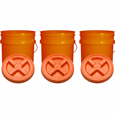 Orange 5 Gallon Plastic  Buckets and Gamma Seal Lids  Food Grade Combo 3 Pack <Font color="red"> Special Combo Free Shipping</font>