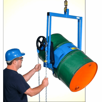 Overhead 55 Gal Steel Drum Dumper 1500 lbs Drum Capacity