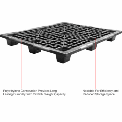 Plastic Pallets at the price of wood   48 x 40 x 6 Plastic Pallet, 4 pack - <br><font color="#008000"  >Free Shipping</font> 