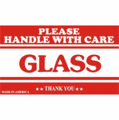 Please Handle With Care, Glass, Thank You 3 x 5  500 Pack