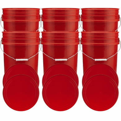 Rec 5 Gallon Buckets and Flat Lids  Food Grade Combo 6 Pack <Font color="red"> Special Combo Free Shipping</font>