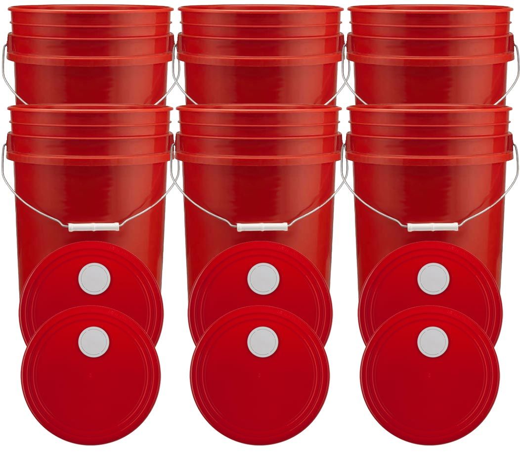 Rec 5 Gallon Buckets and Spout Lids Food Grade Combo 6 Pack Special