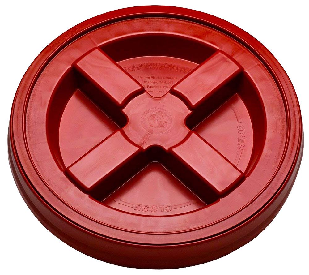 Red 5 Gallon Plastic Buckets and Gamma Seal Lids Food Grade Combo 6