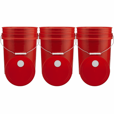 Red 5 Gallon Buckets and Spout Lids  Food Grade Combo 3 Pack <Font color="red"> Special Combo Free Shipping</font>