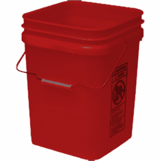 Red Economy Square 4 Gallon Plastic Bucket, 18 Pack<br><font color="#FF0000">Free Shipping</font>
