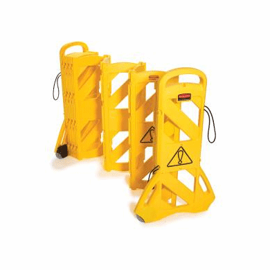 Rubbermaid Mobile Barrier Yellow 41 H x 13 L x 1 W