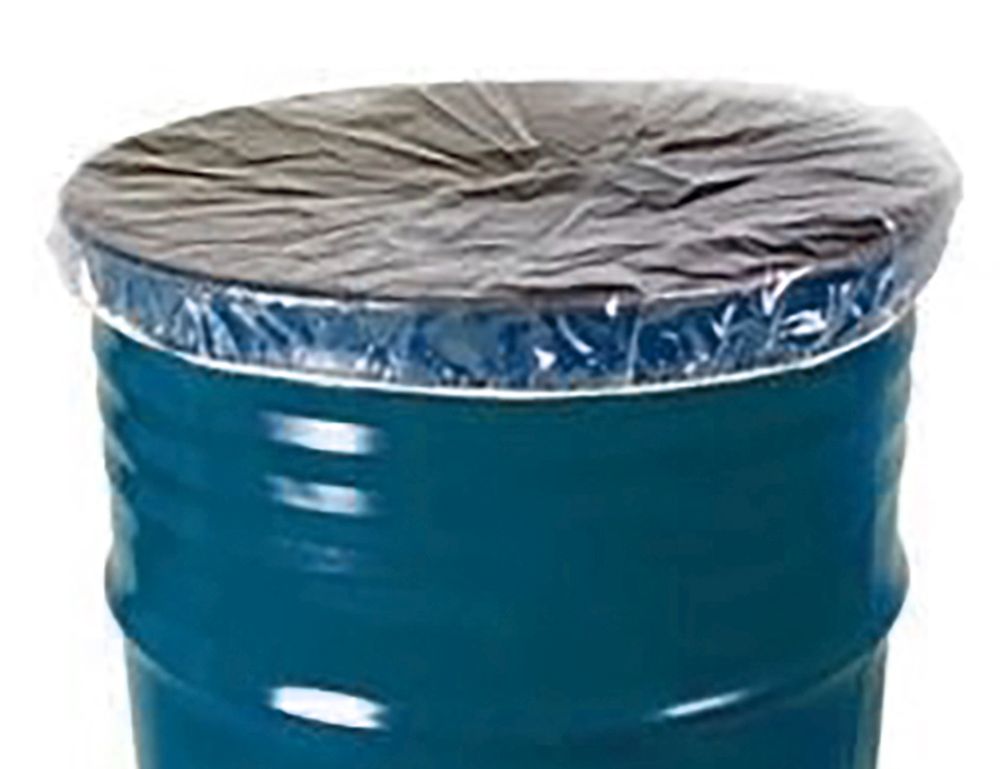 Shower Cap Drum Covers 55 Gallon, PVC, Frosted Clear, 8 mil 100 Count