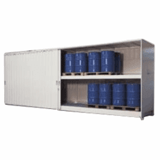 Single-Depth Enclosed Drum Storage 24 Drum, 385 Gallon Sump