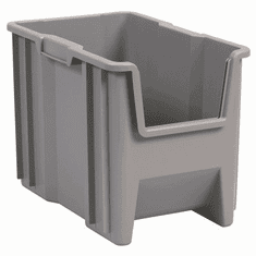 Stak-N-Store Containers-Gray-SMALL<br>OD:12-1/2"H x 17-1/2"L x 10-7/8"W - 4PK