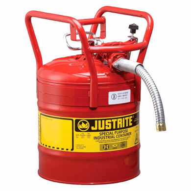 Type II AccuFlow D.O.T. Steel Safety Can, 5 Gallon, 1-Inch Metal Hose, Roll Bars 5 gal 9" x 1" Hose <br><font color="#008000" >Free Shipping</font>