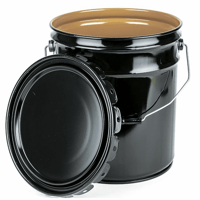 UN Rated Epoxy Lined 5 Gallon Open-Head Steel Pail with Lug Cover  | 26 gauge steel body, Chemical resistant epoxy phenolic lining