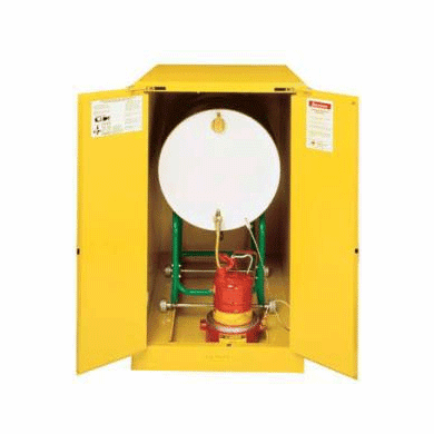 Vertical Roller Manual Justrite Safety Drum Storage Cabinets 2-30 gal | 65" H x 43" W x 34" D